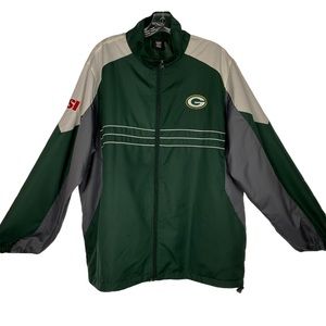 NFL Team Apparel Reebok Green Bay Packers Logo Windbreaker Drawcord Waist Large